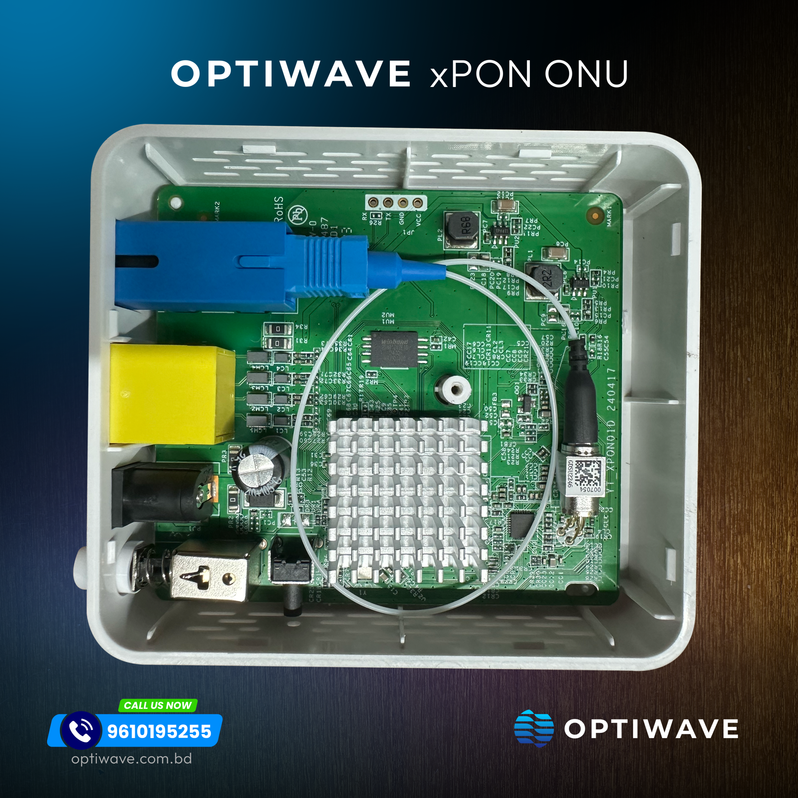 Optiwave xPON 1G ONU - Stable. Durable. Engineered for Heavy Load